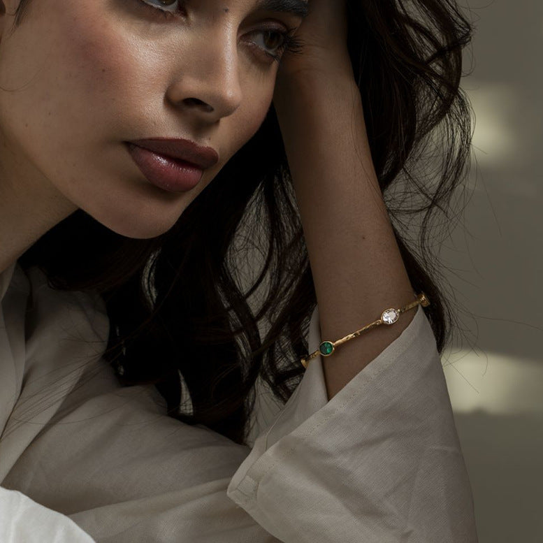 Stainless steel 18k gold-plated zircon bracelet