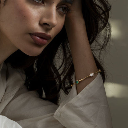 Stainless steel 18k gold-plated zircon bracelet