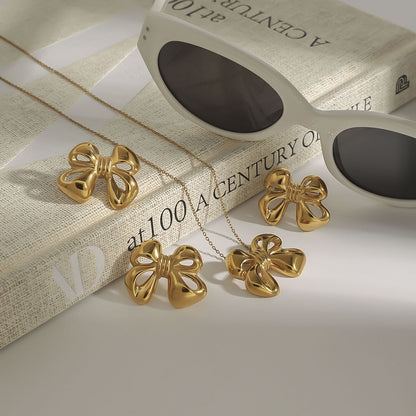 Stainless steel 18k gold-plated bow-tie jewelry