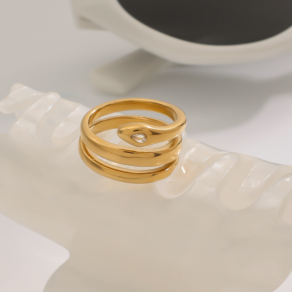 Stainless steel 18k gold-plated snake ring
