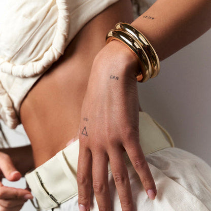 Stainless steel 18k gold-plated plain bracelet