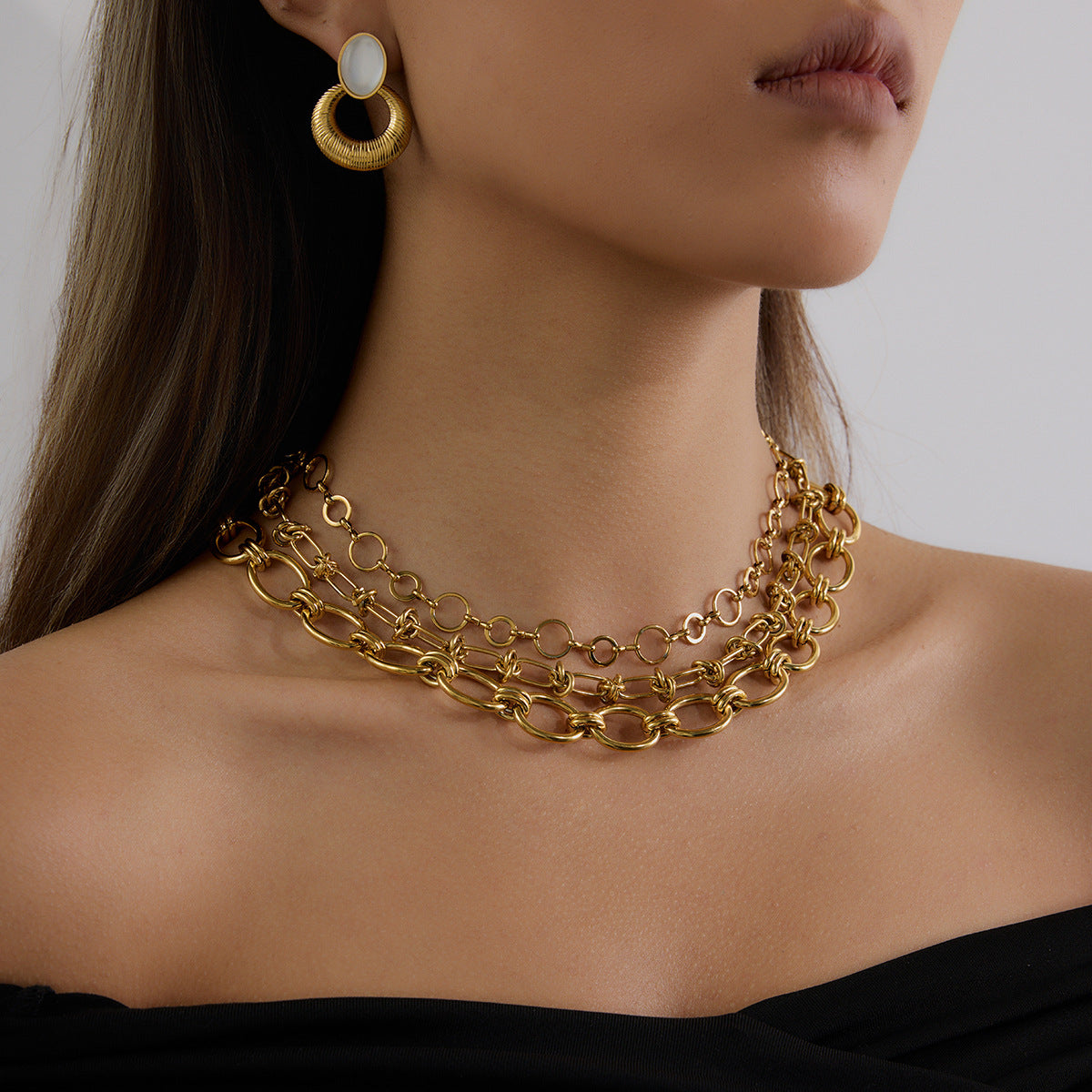 Stainless steel 18k gold-plated chain necklace