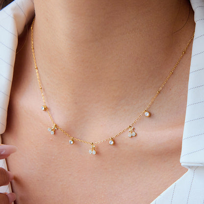 Stainless steel 18k gold-plated cheery necklace