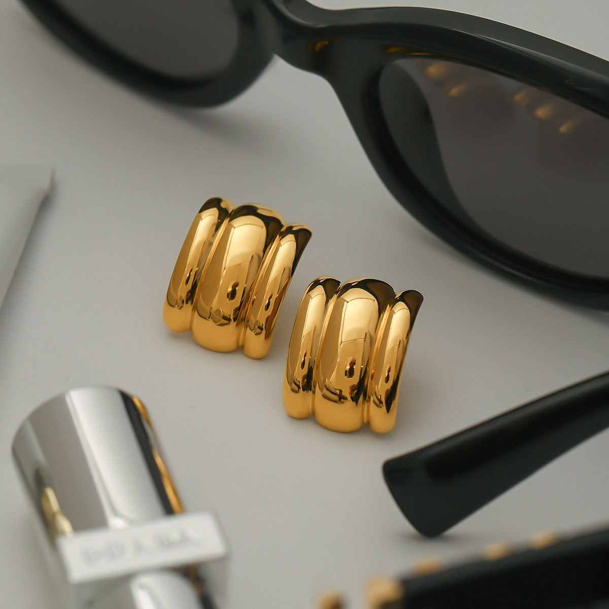 Stainless steel 18k gold-plated earrings