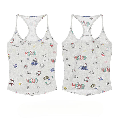 HK Retro Mini Vest - Y2K Fitted Sleeveless Top for Women