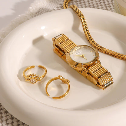 Stainless steel 18k gold-plated sun and moon rings