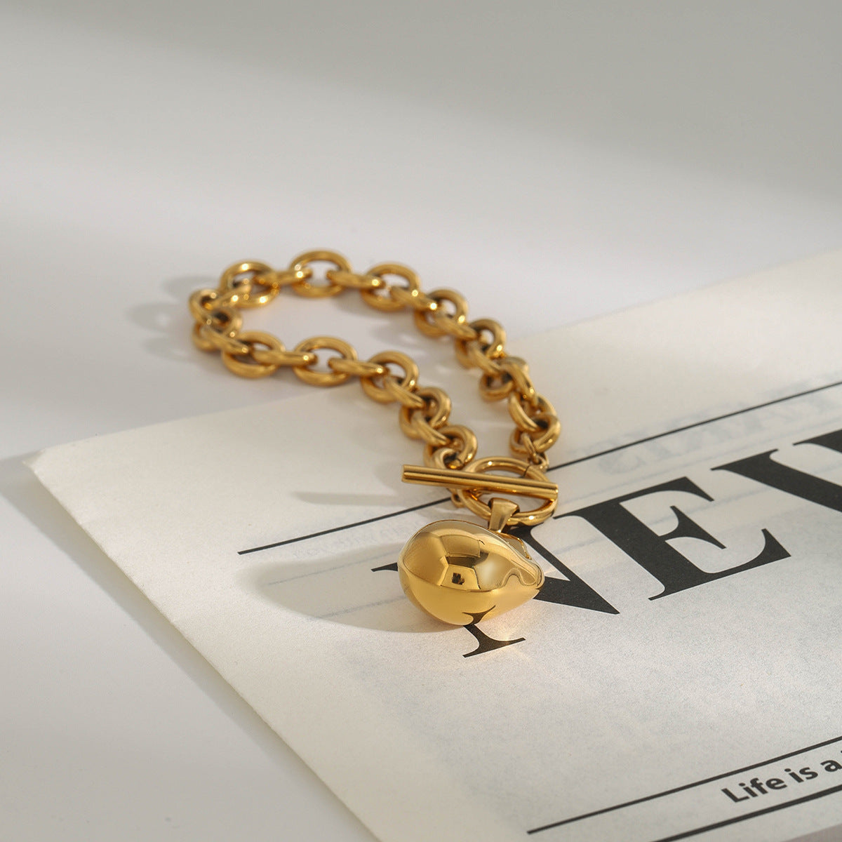 Stainless steel 18k gold-plated OT clasp bracelet