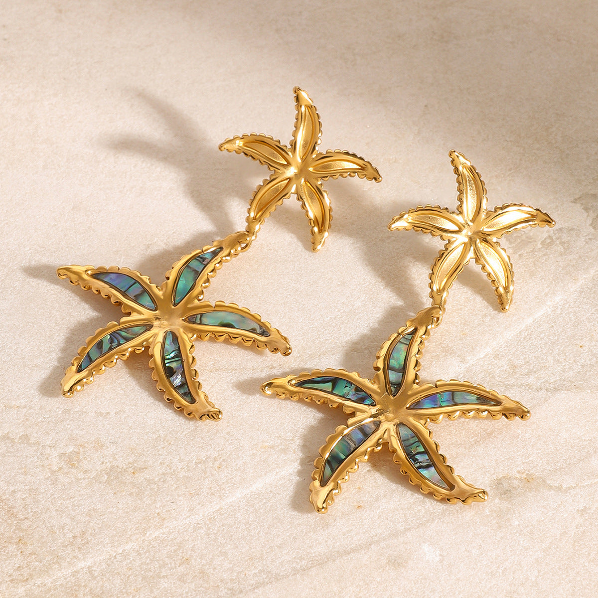 Stainless steel oil-dripping starfish stud earrings