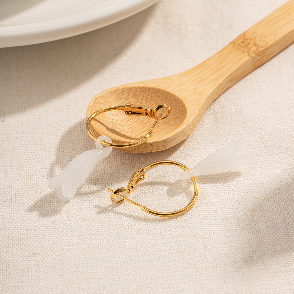 Stainless steel 18k gold-plated magnolia earrings