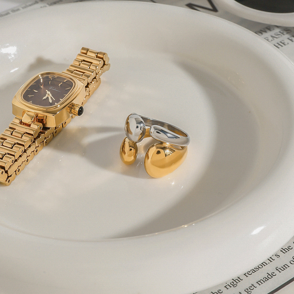 Stainless steel 18k gold-plated ring