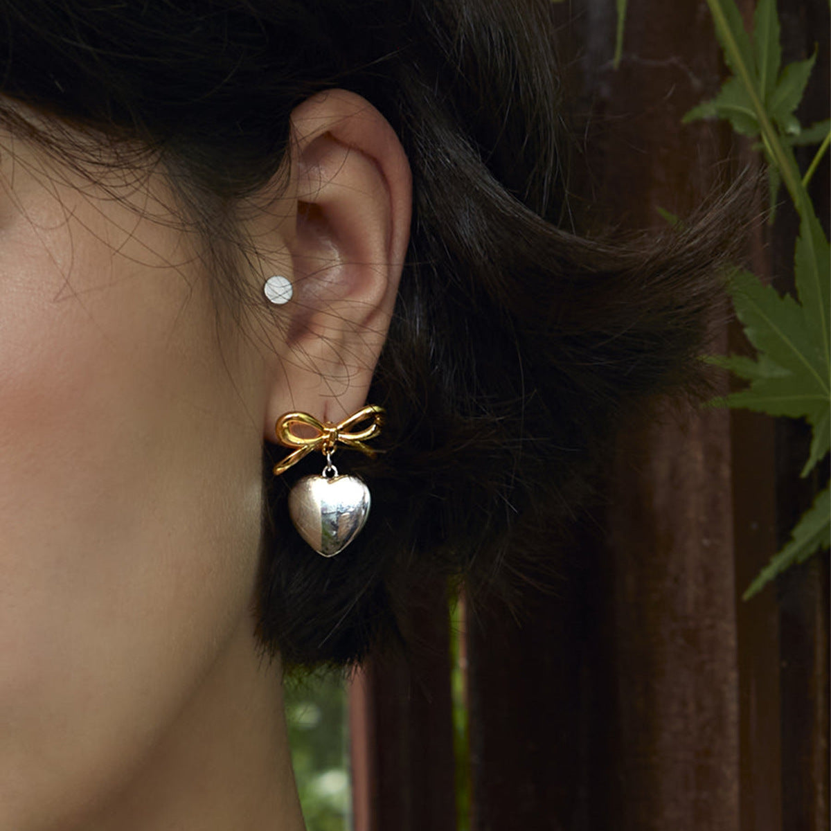 Stainless steel 18k gold-plated bow earrings