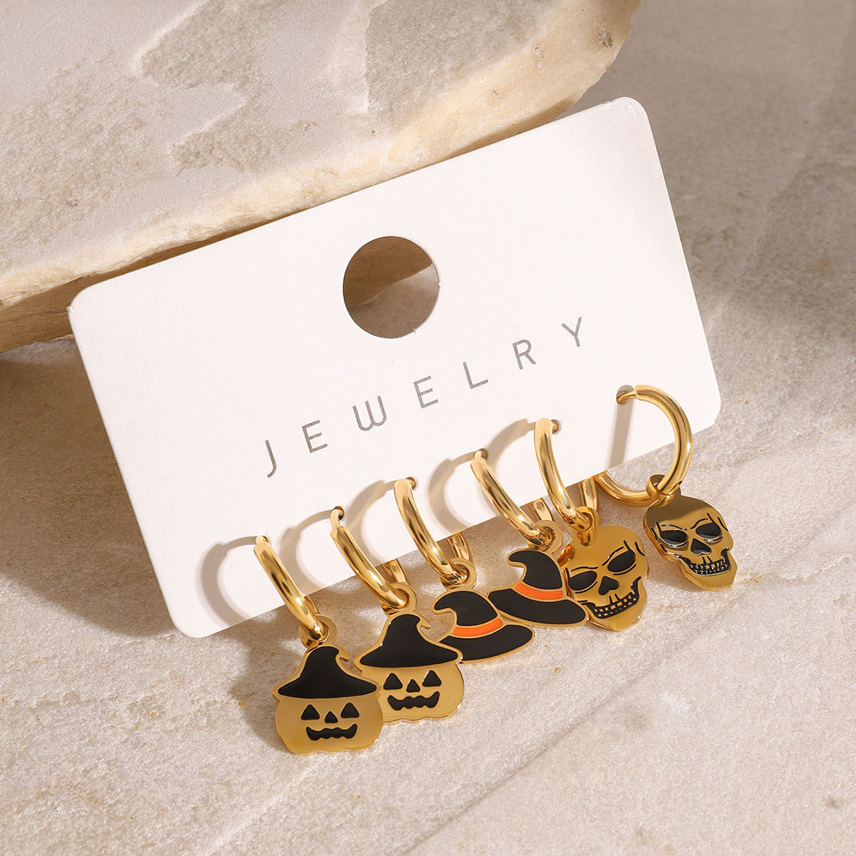 Stainless steel 18k gold-plated Halloween earrings