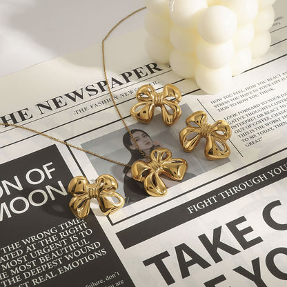 Stainless steel 18k gold-plated bow-tie jewelry