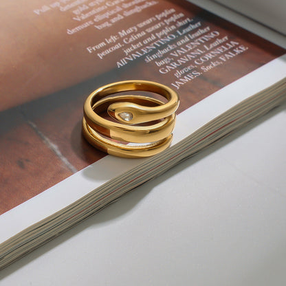 Stainless steel 18k gold-plated snake ring