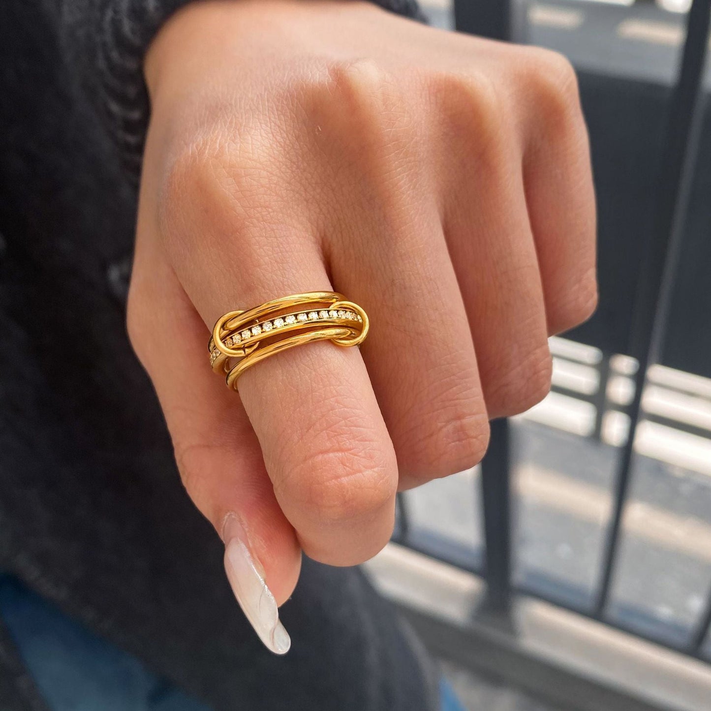 Stainless steel 18k gold-plated stacking rings