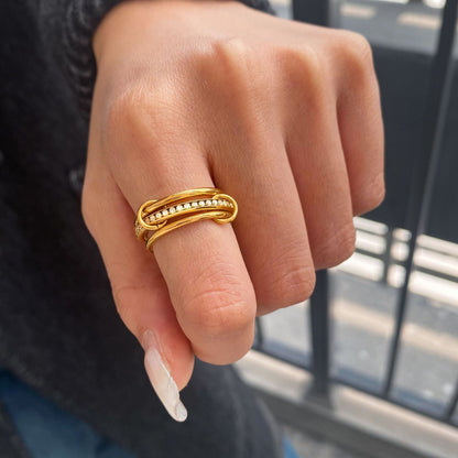 Stainless steel 18k gold-plated stacking rings