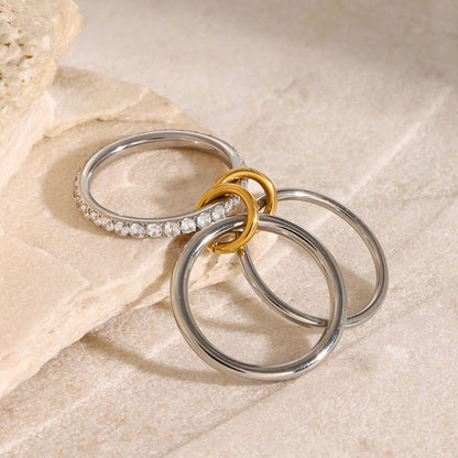 Stainless steel 18k gold-plated stacking plain band rings
