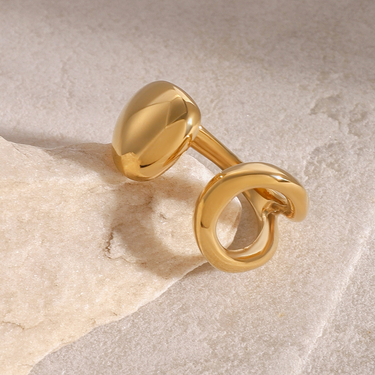 Stainless steel 18k gold-plated open irregular ring