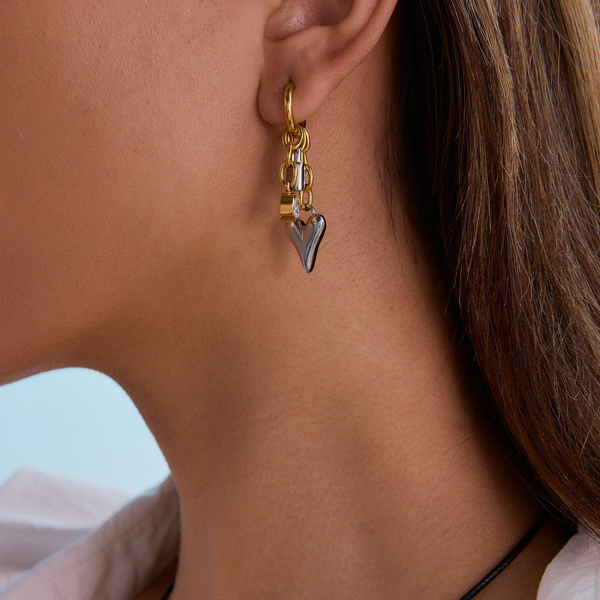 Stainless steel 18k gold-plated earrings