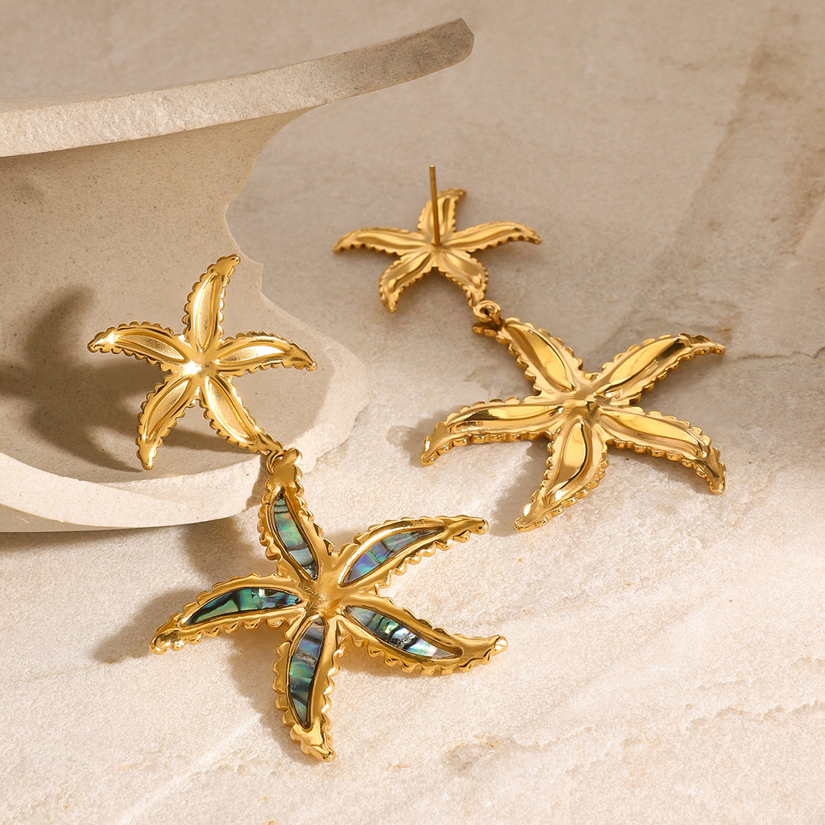 Stainless steel oil-dripping starfish stud earrings