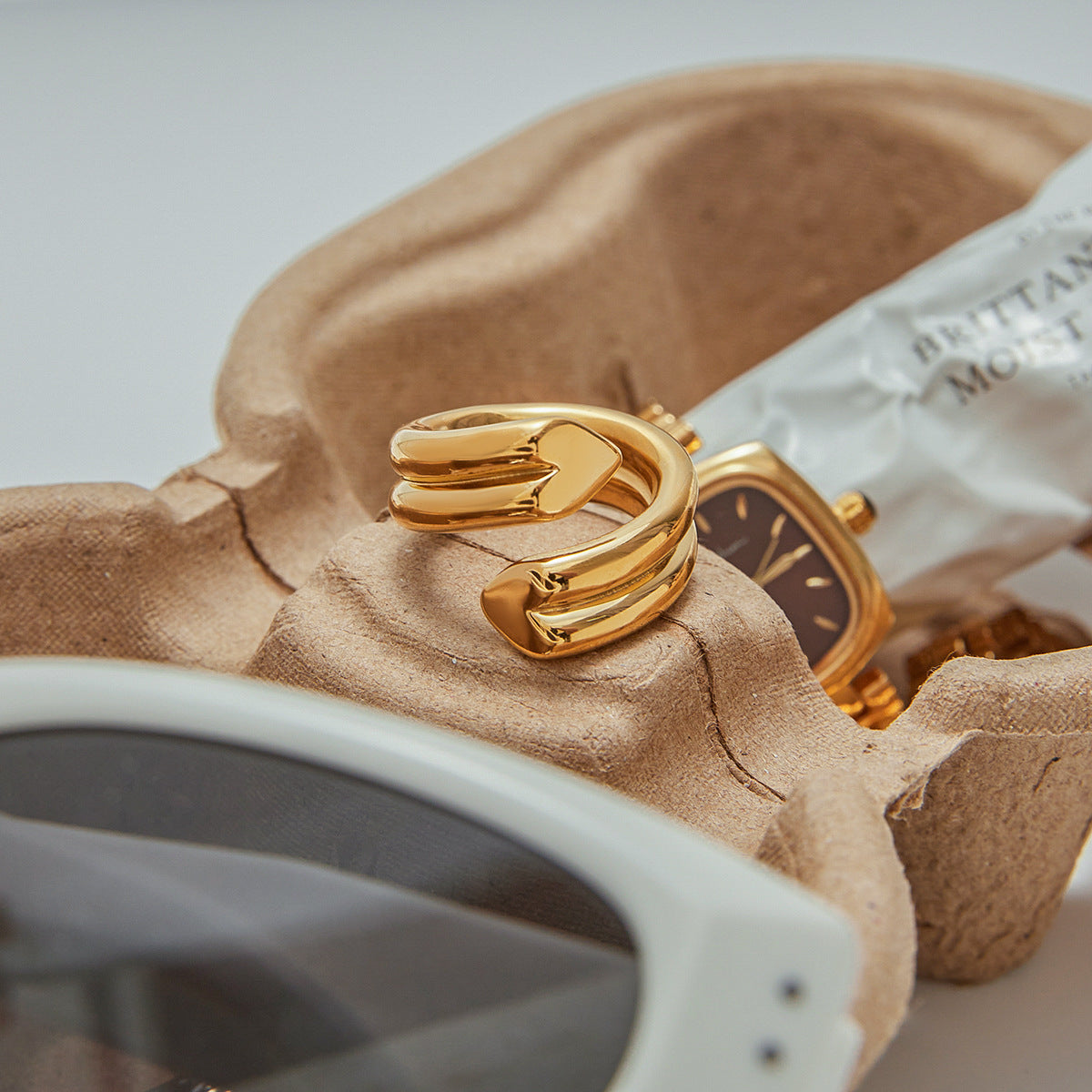 Stainless steel 18k gold-plated heart ring