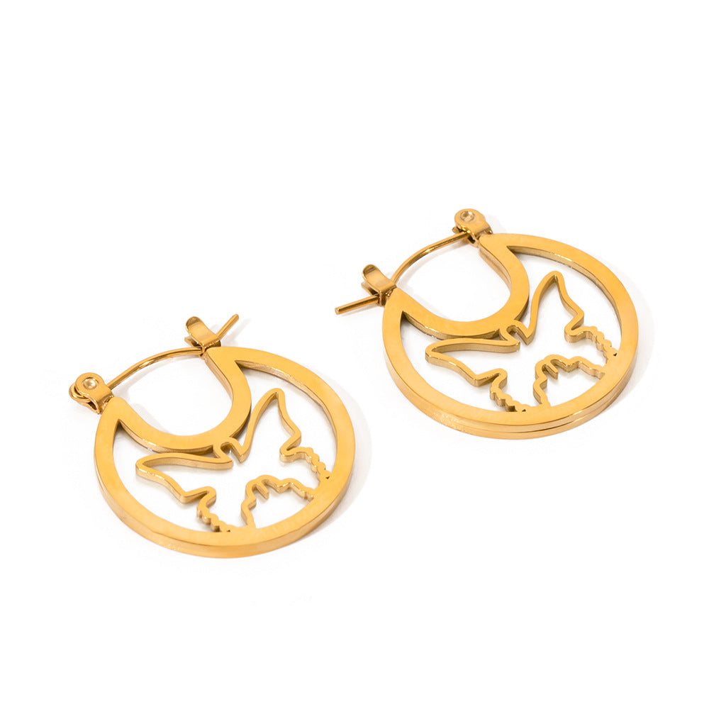 Stainless steel 18k gold-plated butterfly earrings