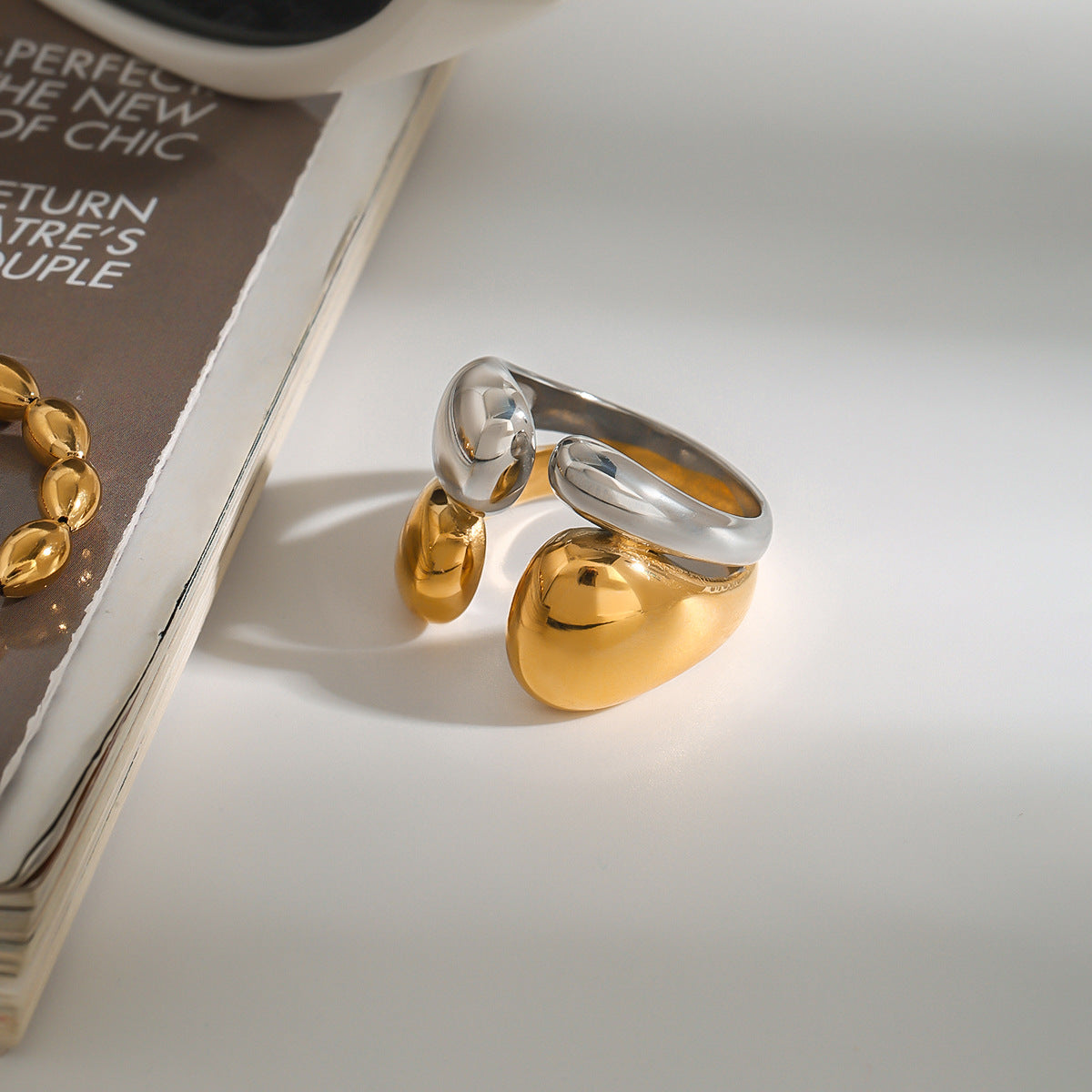 Stainless steel 18k gold-plated ring