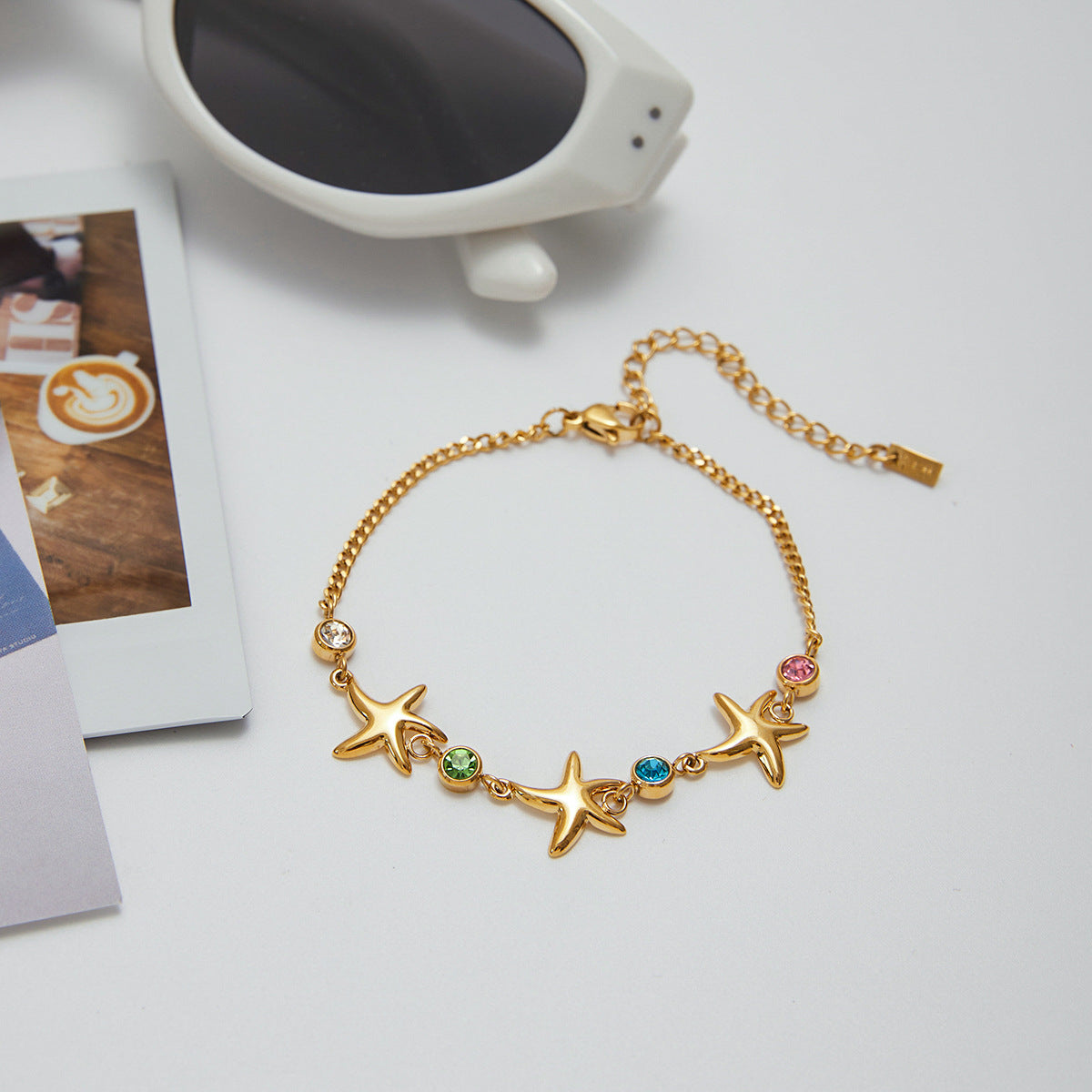 Stainless steel 18k gold-plated starfish bracelet