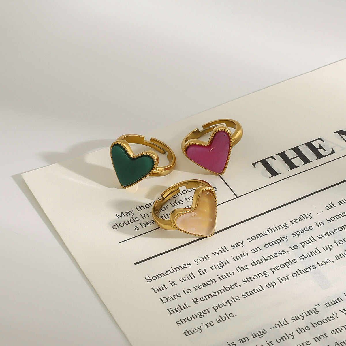 Stainless steel 18k gold-plated heart ring