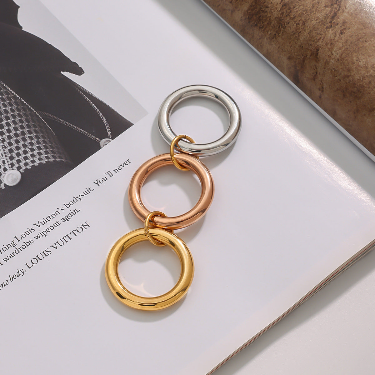 Stainless steel 18k gold-plated stacking plain rings