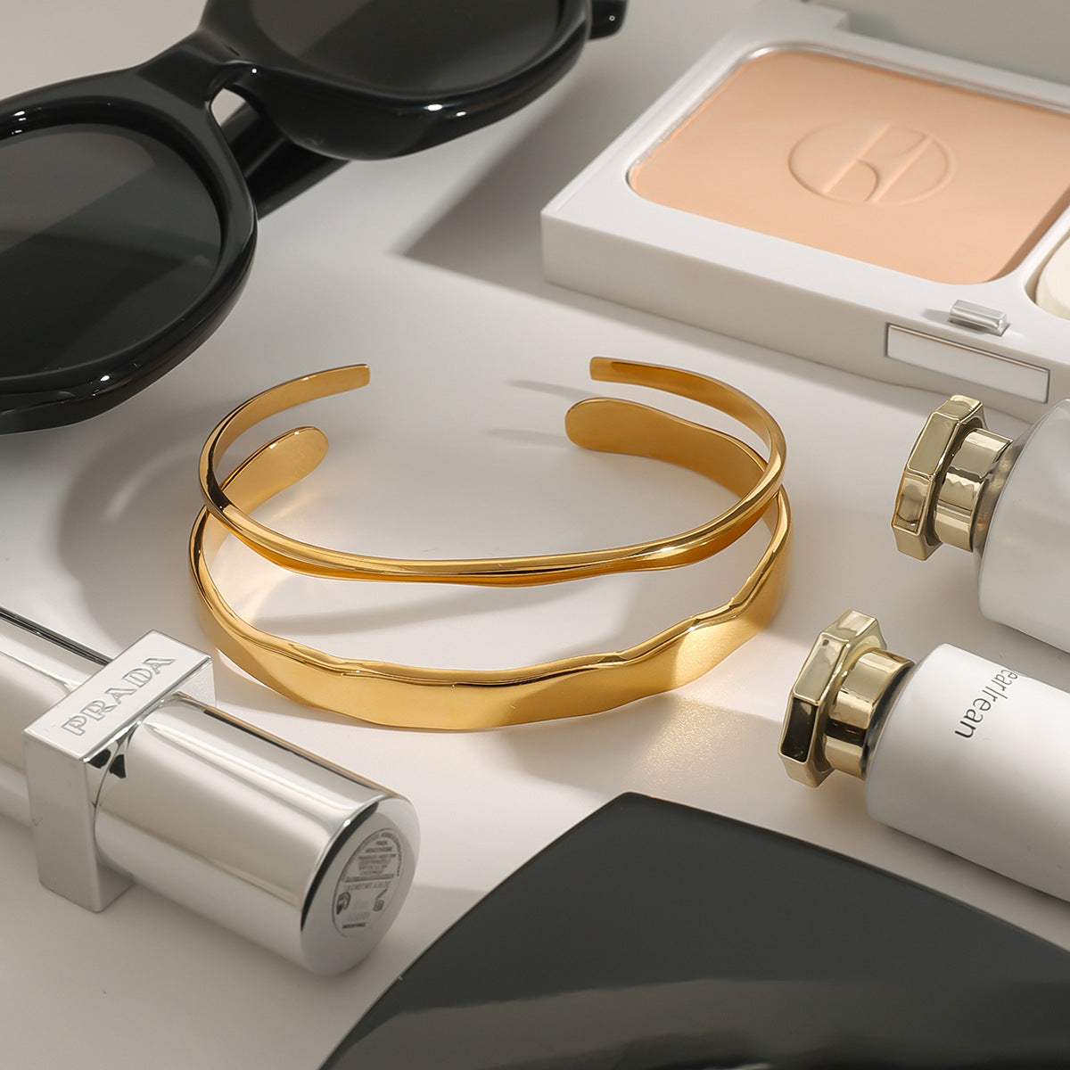 Stainless steel 18k gold-plated bangles