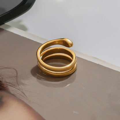 Stainless steel 18k gold-plated snake ring