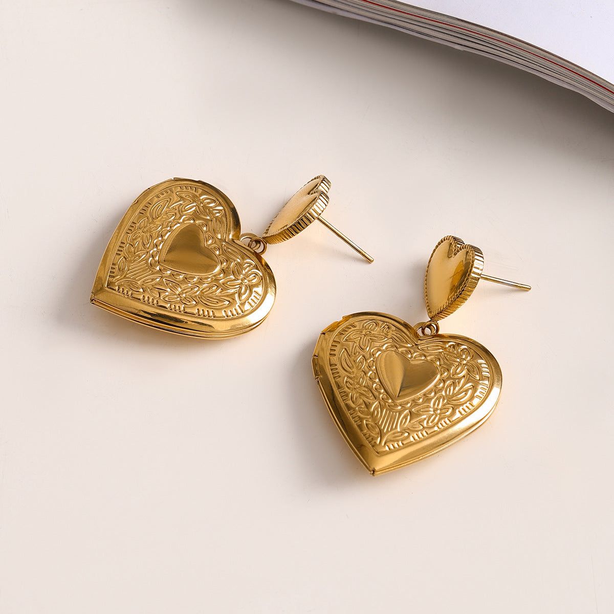 Stainless steel 18k gold-plated heart earings