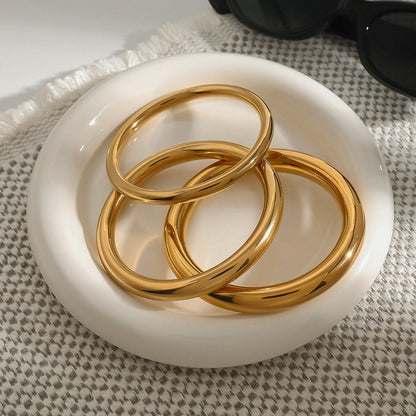 Stainless steel 18k gold-plated plain bracelet