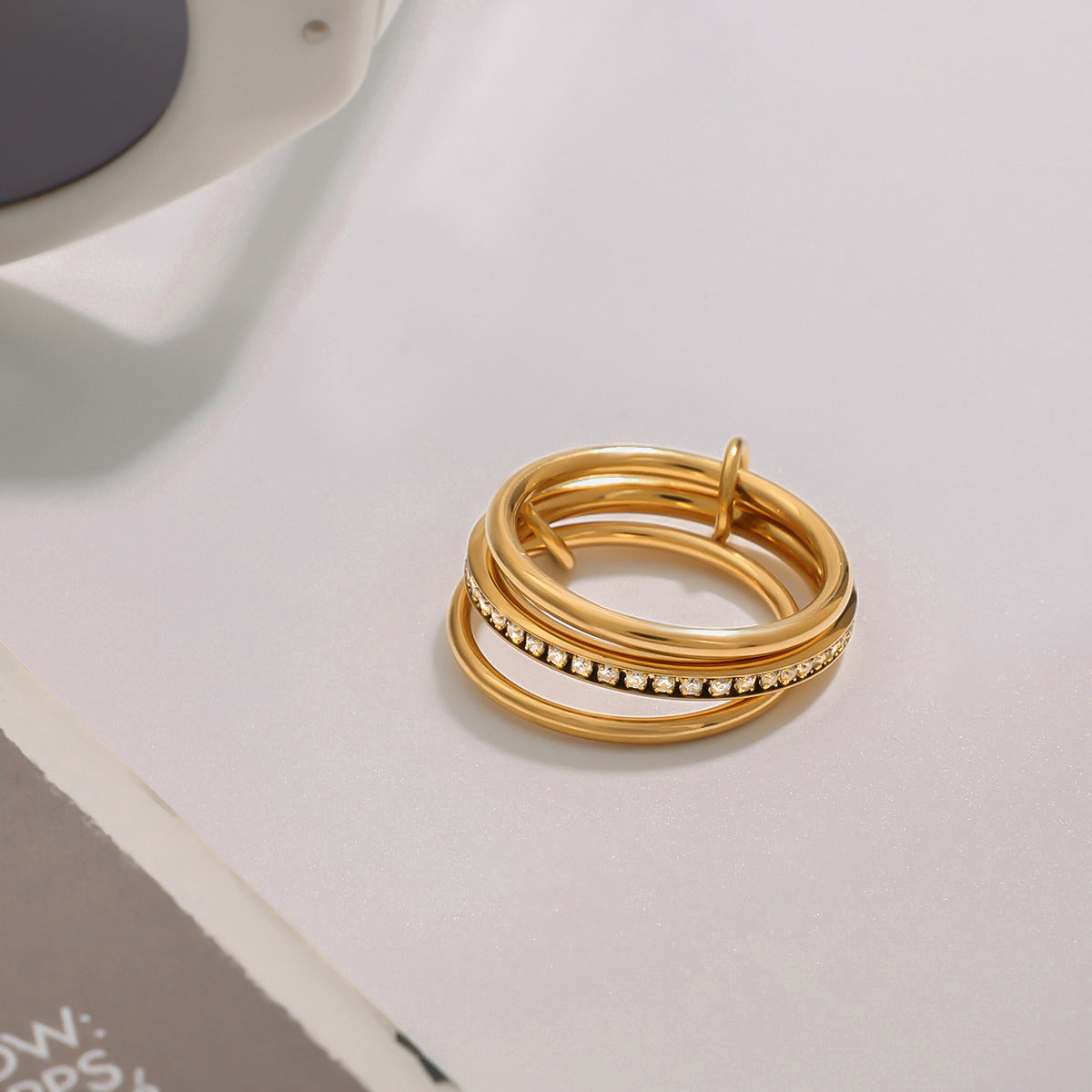 Stainless steel 18k gold-plated stacking rings