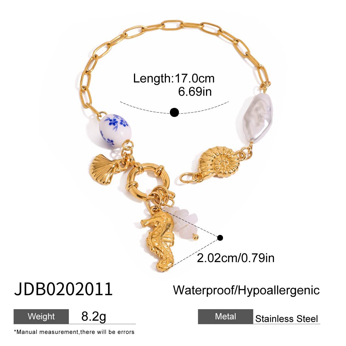 Stainless steel 18k gold-plated ocean style bracelet