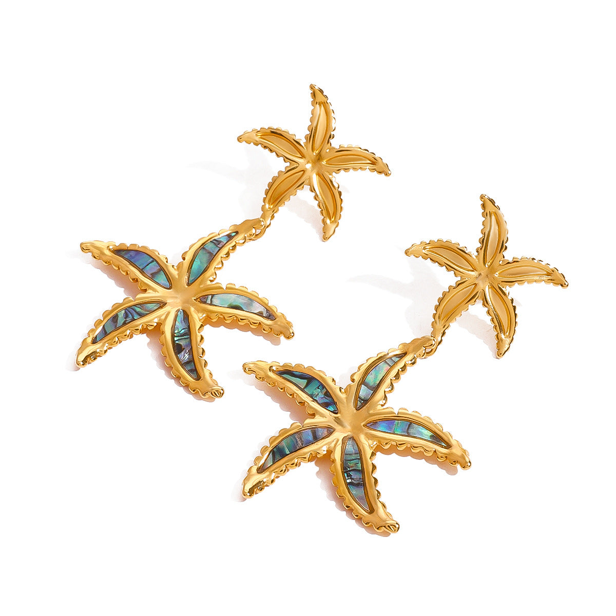 Stainless steel oil-dripping starfish stud earrings