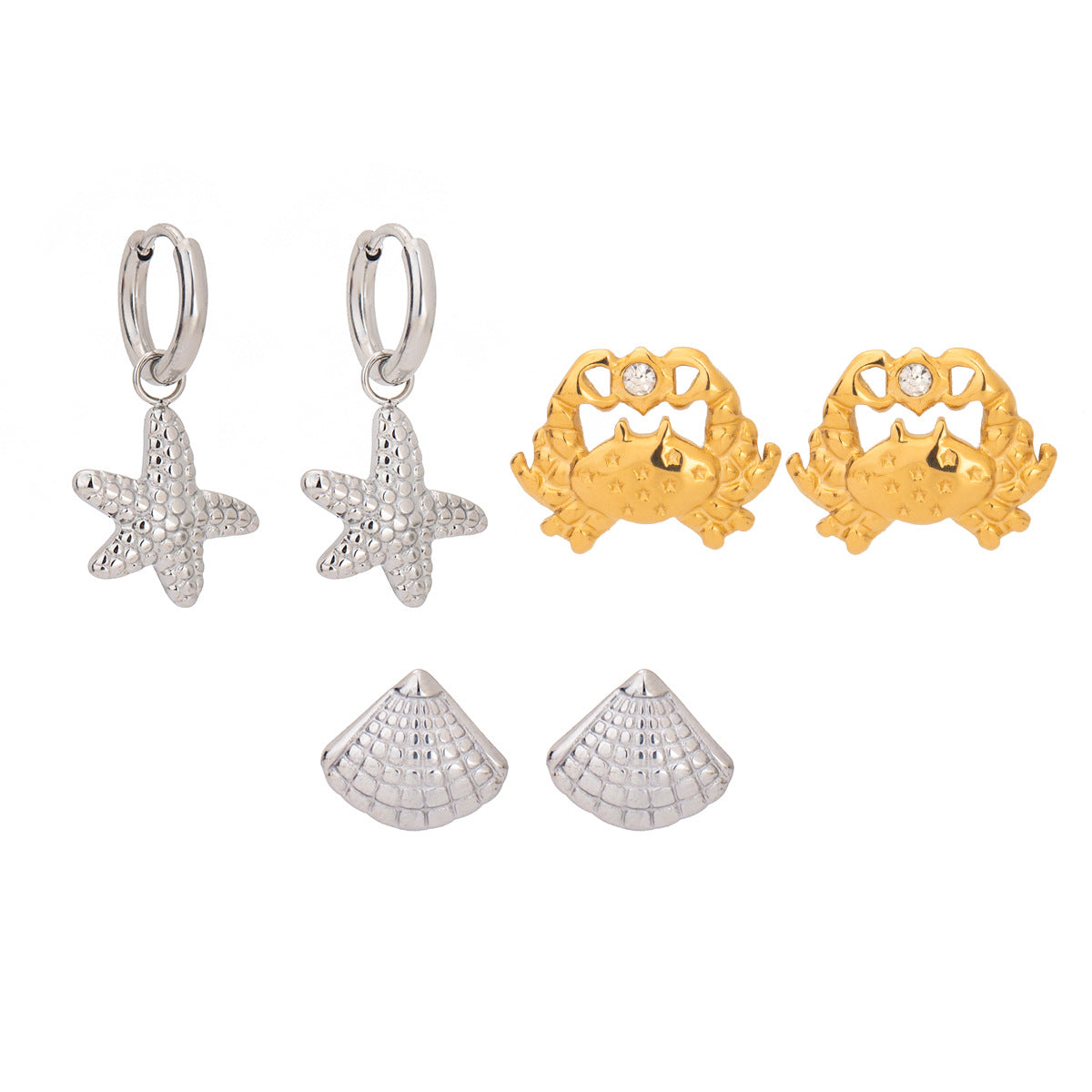 Stainless steel 18k gold-plated earrings