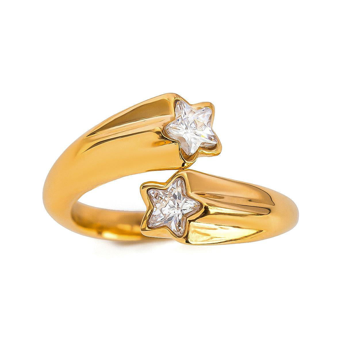 Stainless steel 18k gold-plated star ring