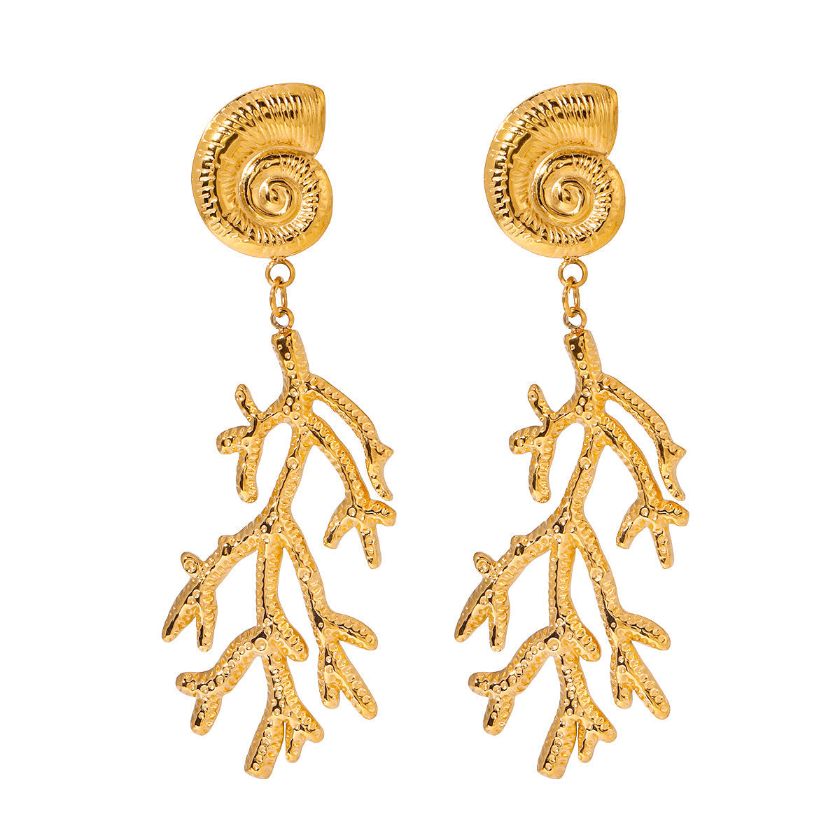 Stainless steel 18k gold-plated conch earrings