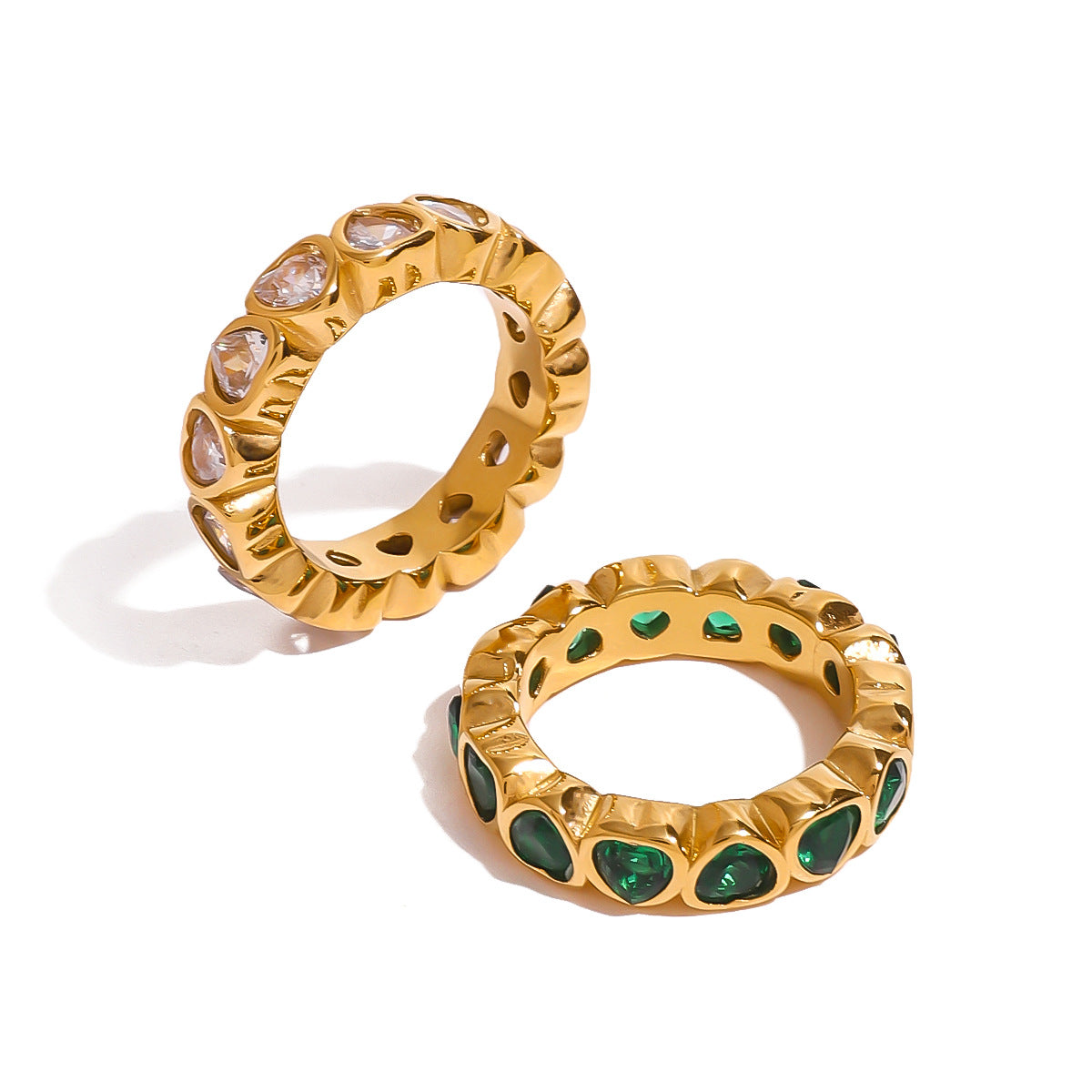 Stainless steel 18k gold-plated heart ring