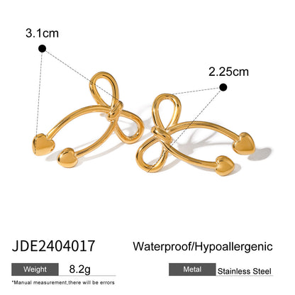 Conjunto de joyas de lazo de acero inoxidable bañado en oro de 18 quilates