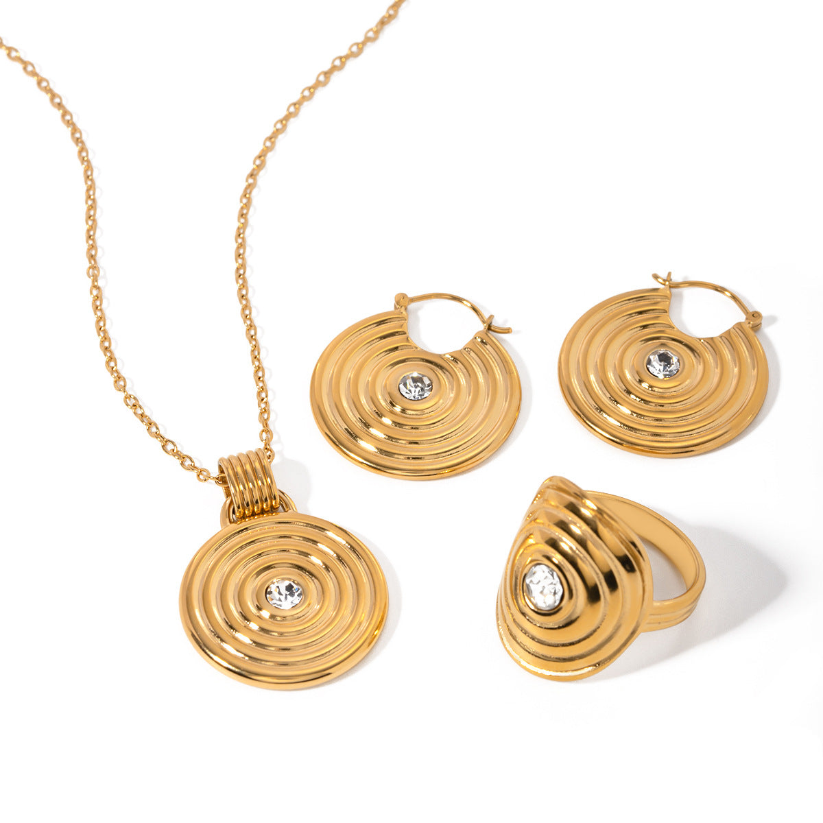 Stainless steel 18k gold-plated round jewelry