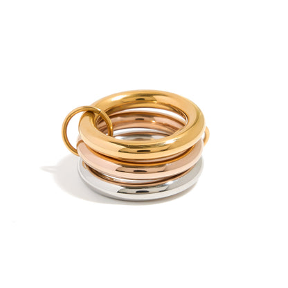 Stainless steel 18k gold-plated stacking plain rings