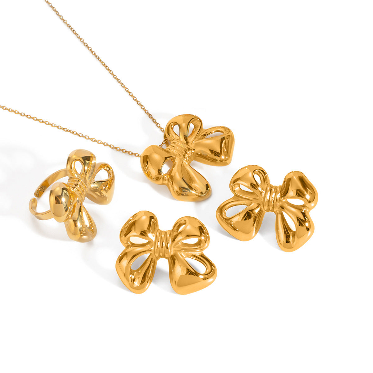 Stainless steel 18k gold-plated bow-tie jewelry