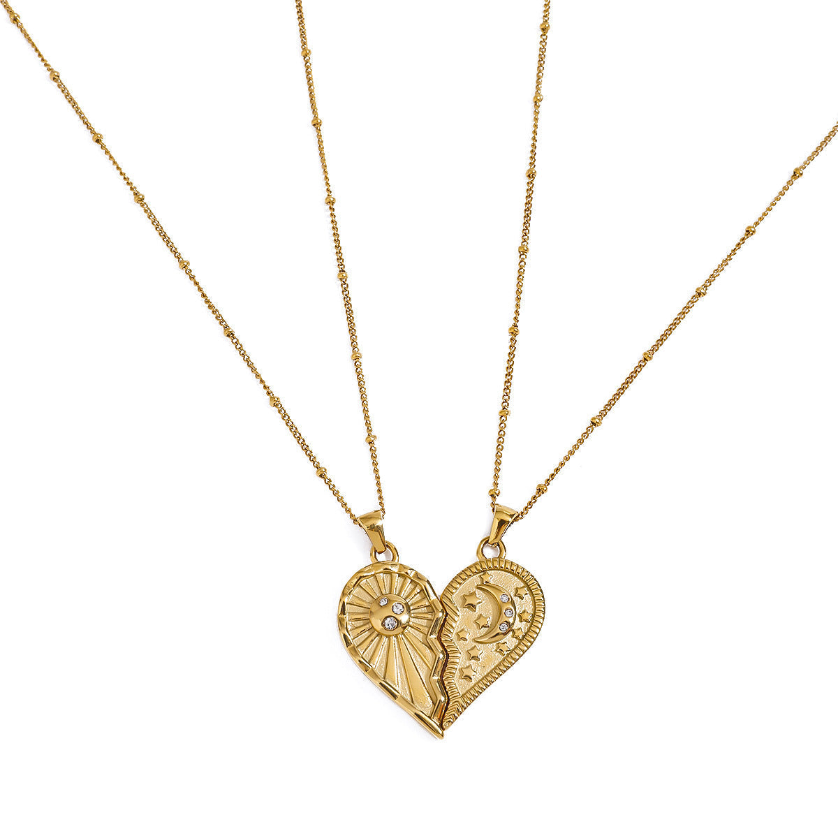 Stainless steel 18k gold-plated half heart necklace
