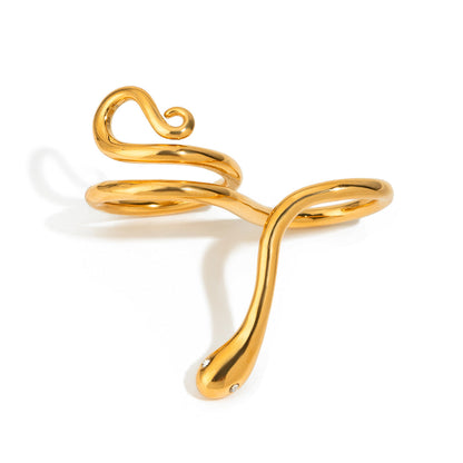 Stainless steel 18k gold-plated snake-shaped ring