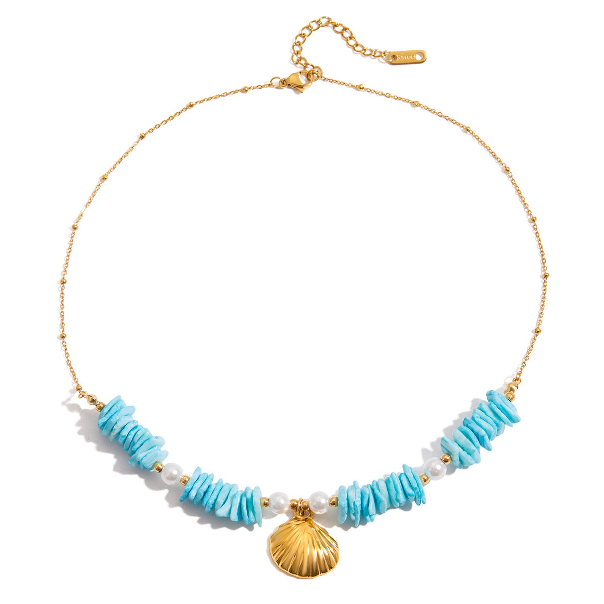 Stainless steel 18k gold-plated ocean style necklace
