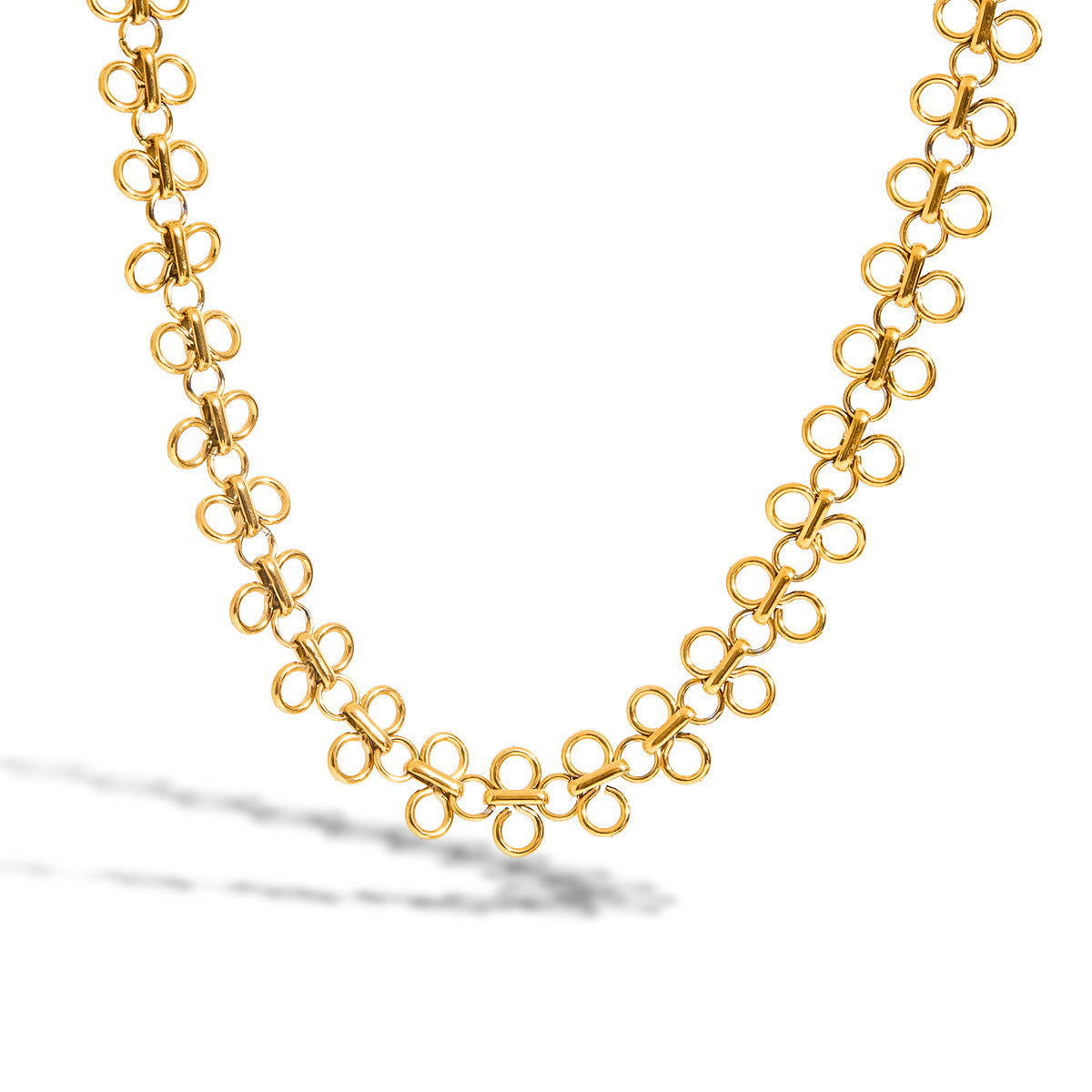 Stainless steel 18k gold-plated four-leaf clover collarbone chain