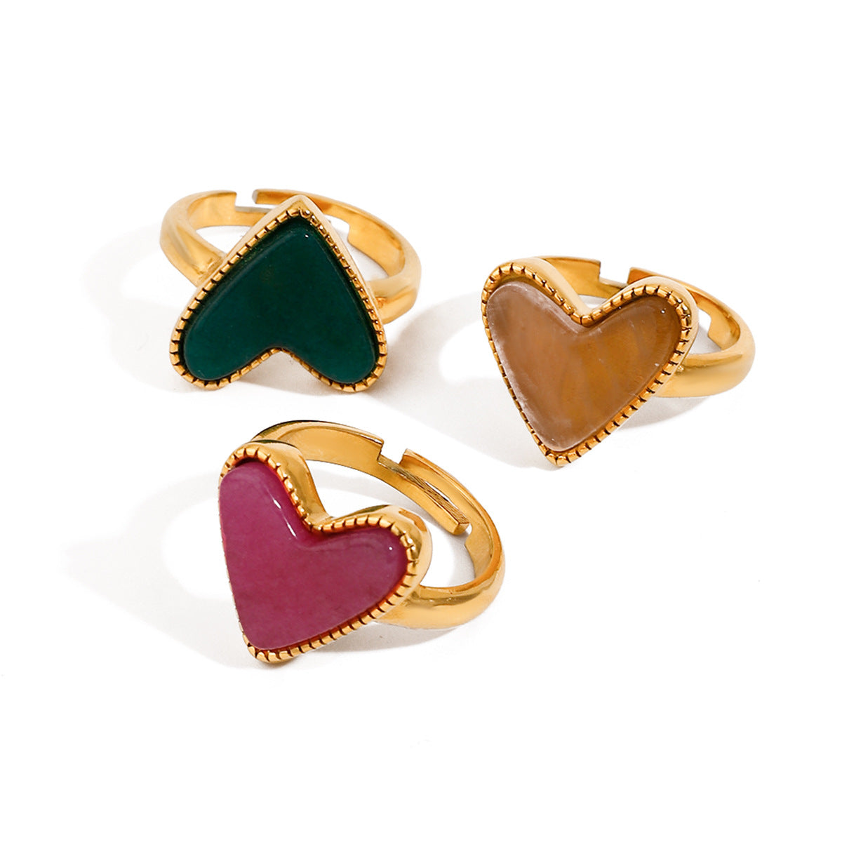 Stainless steel 18k gold-plated heart ring